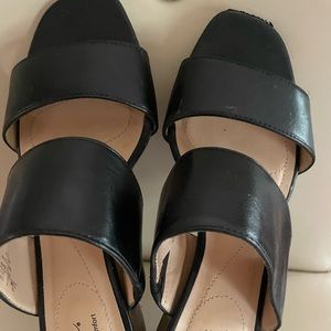 Open toe sandals. 1 inch heel. Black. Size 7.5